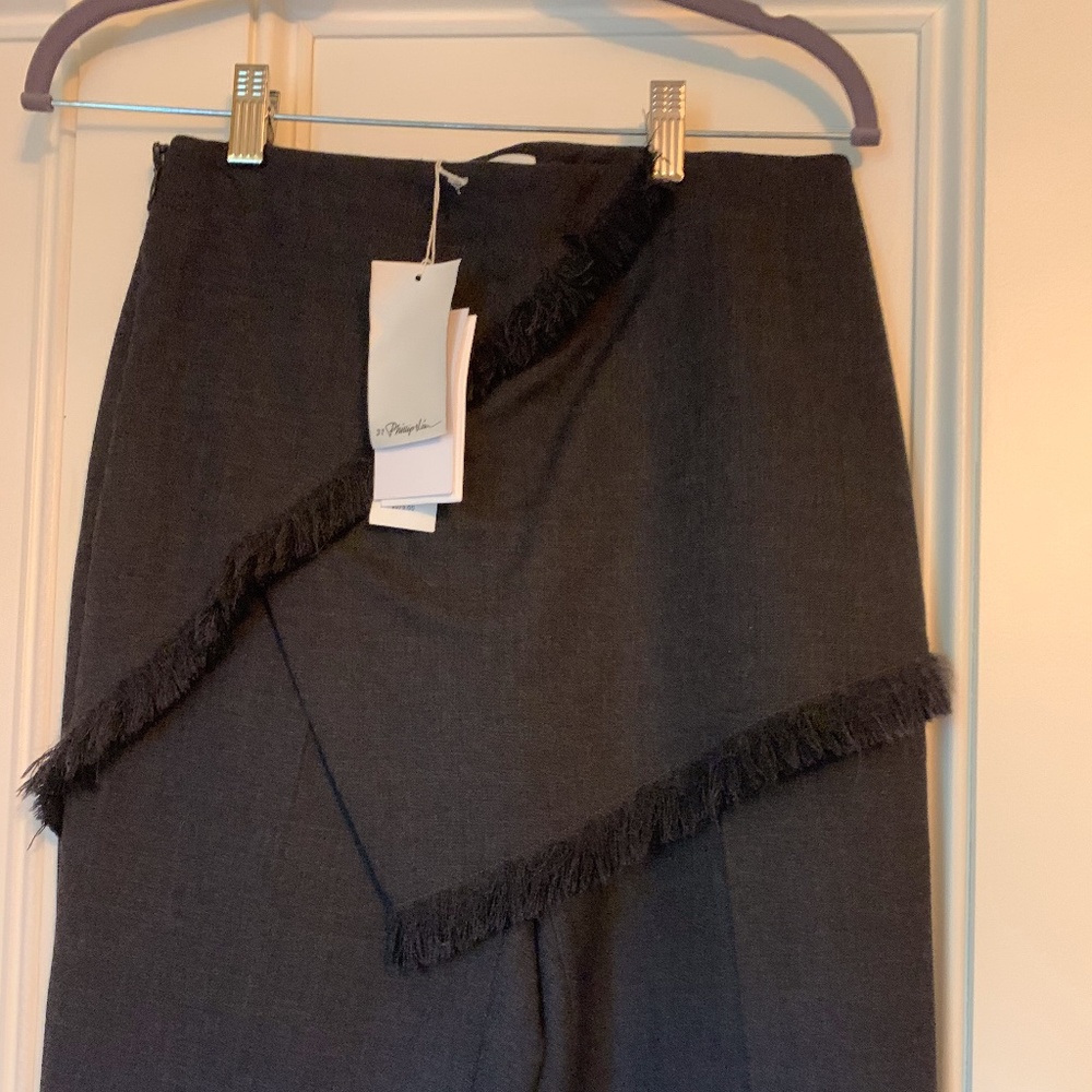 Philip Lim Wool Pants with Fringe Overlay NWT